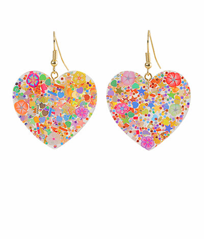 Acrylic Mille Fluer Heart Earrings