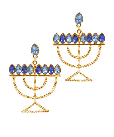 Jeweled Menorah Earrings