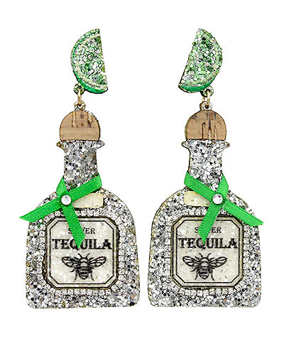 Silver "Patron" Beaded Earrings