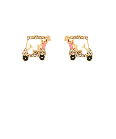 Pave Crystal Golf Cart Post Earrings