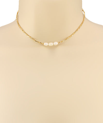 Three Pearl Choker  Necklace