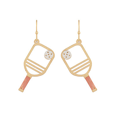 Pickleball Cut Out Earrings Worn Gold