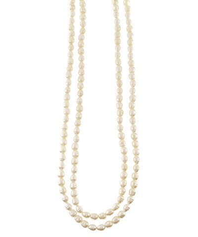 Long Crystal Pearl Nugget Necklace