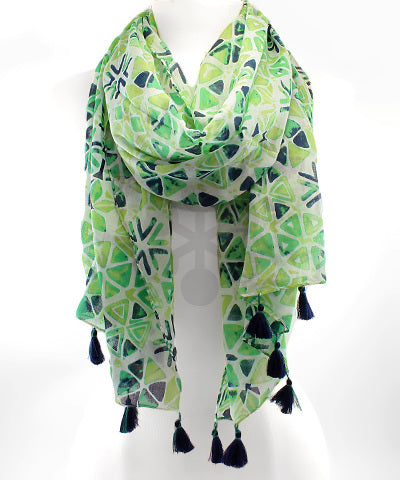 Green Geometric Scarf/ Wrap