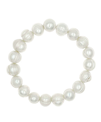 10MM White Freshwater Potato Pearls Stretch Bracelet