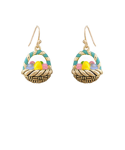 Enamel Easter Basket  Earrings