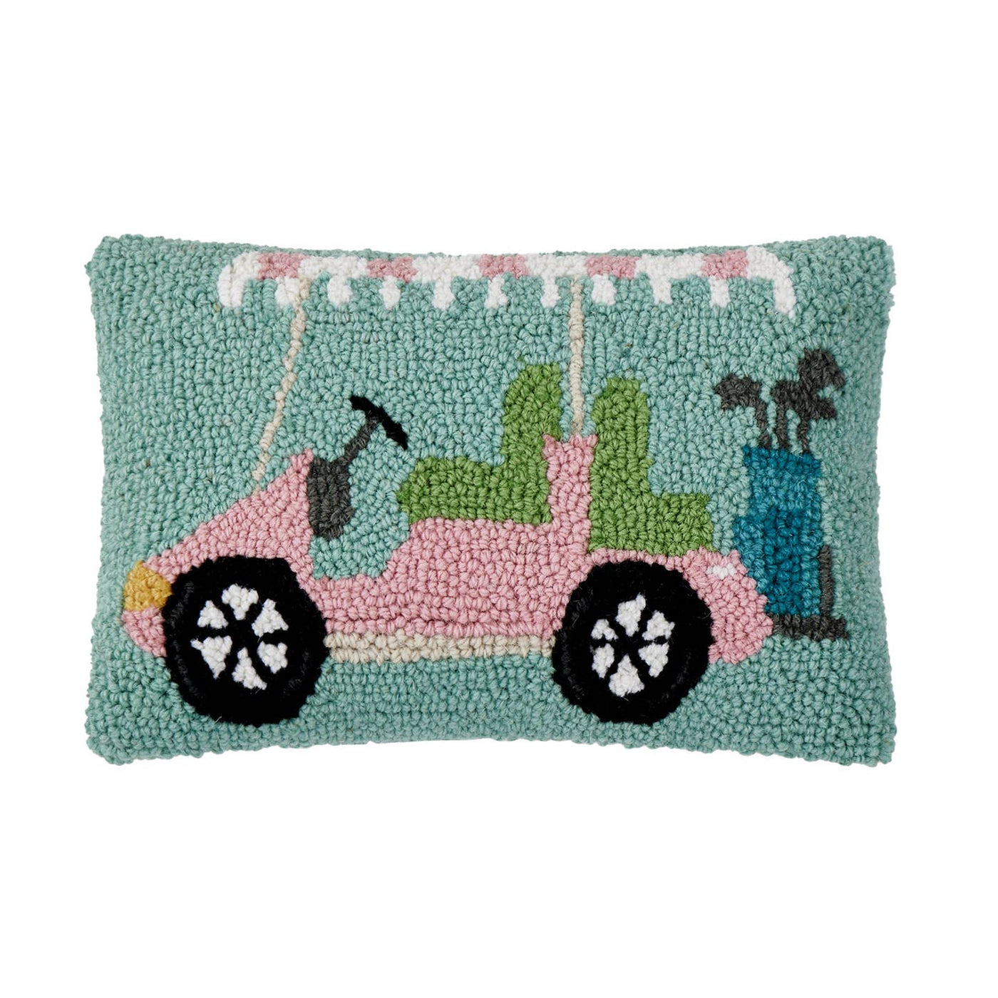 Golf Cart  Hooked Pillow