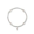 Blessing Bracelet With Tiny Cross in White Pearl and Sterling Silver