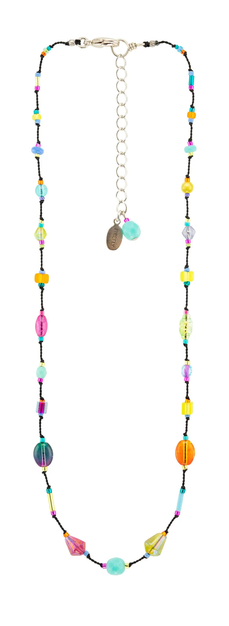 Firefly Delicate Silk Thread Station Necklace Multicolor