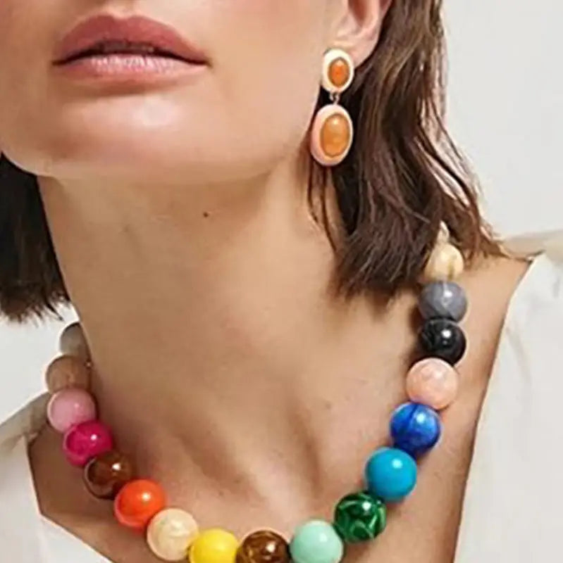Huge Rainbow Acrylic Bauble Bead Statement Necklace Secondary image