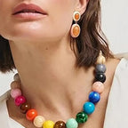 Huge Rainbow Acrylic Bauble Bead Statement Necklace