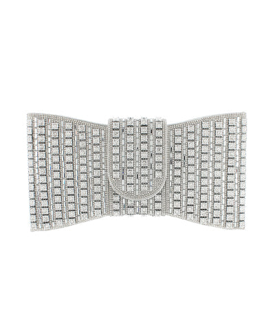 Crystal Bow Shaped Clutch With Detachable Shoulder Strap