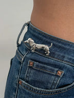 Silver Toned Dachshund Puppy Pin