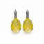 A pair of Mariana yellow teardrop shaped earrings with a rhodium finish.