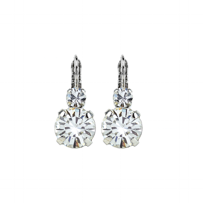 Mariana Medium Double Drop Earrings in Clear on Silver