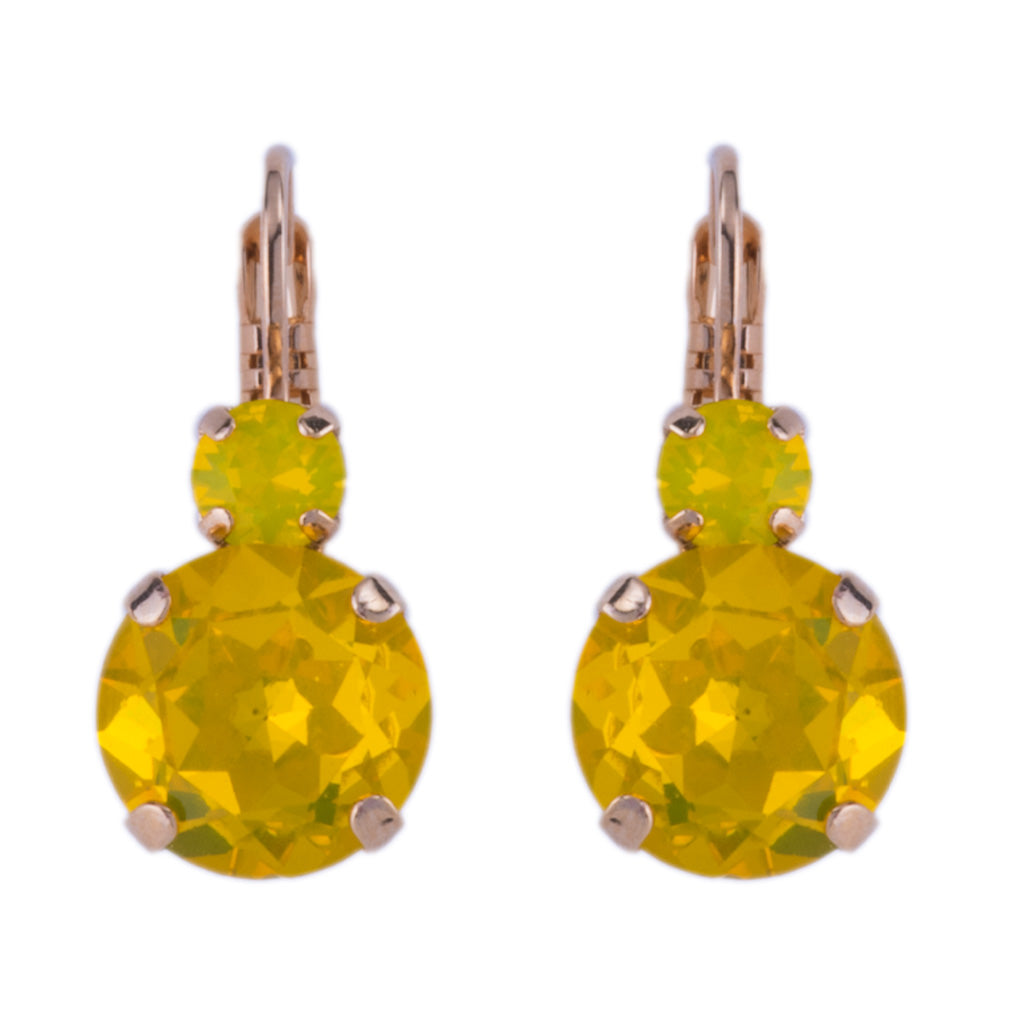 Mariana Double Drop Rivoli Earrings in Sunkissed Yellow on Rose Gold Main image