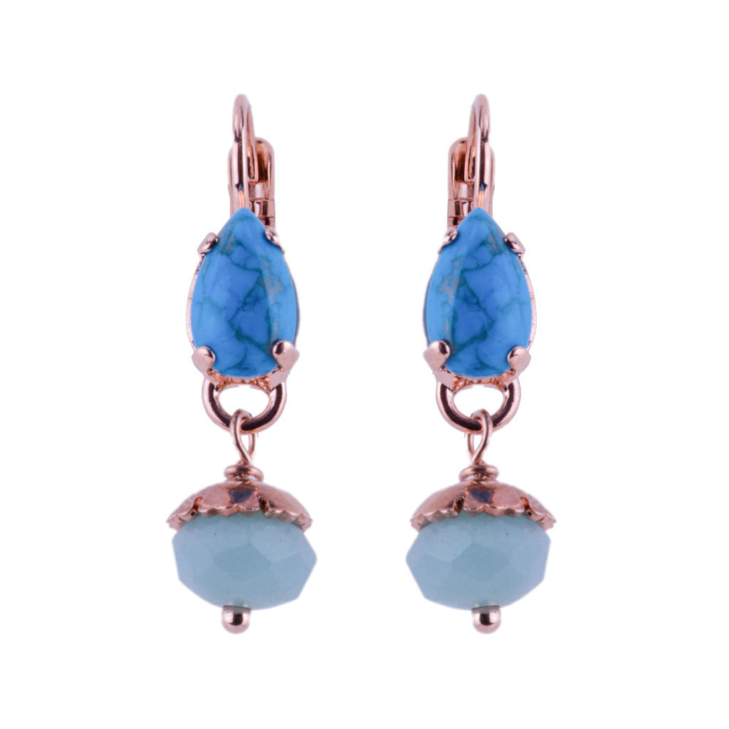 Small Teardrop Earring Mineral Aqua Vista on  Rose Gold