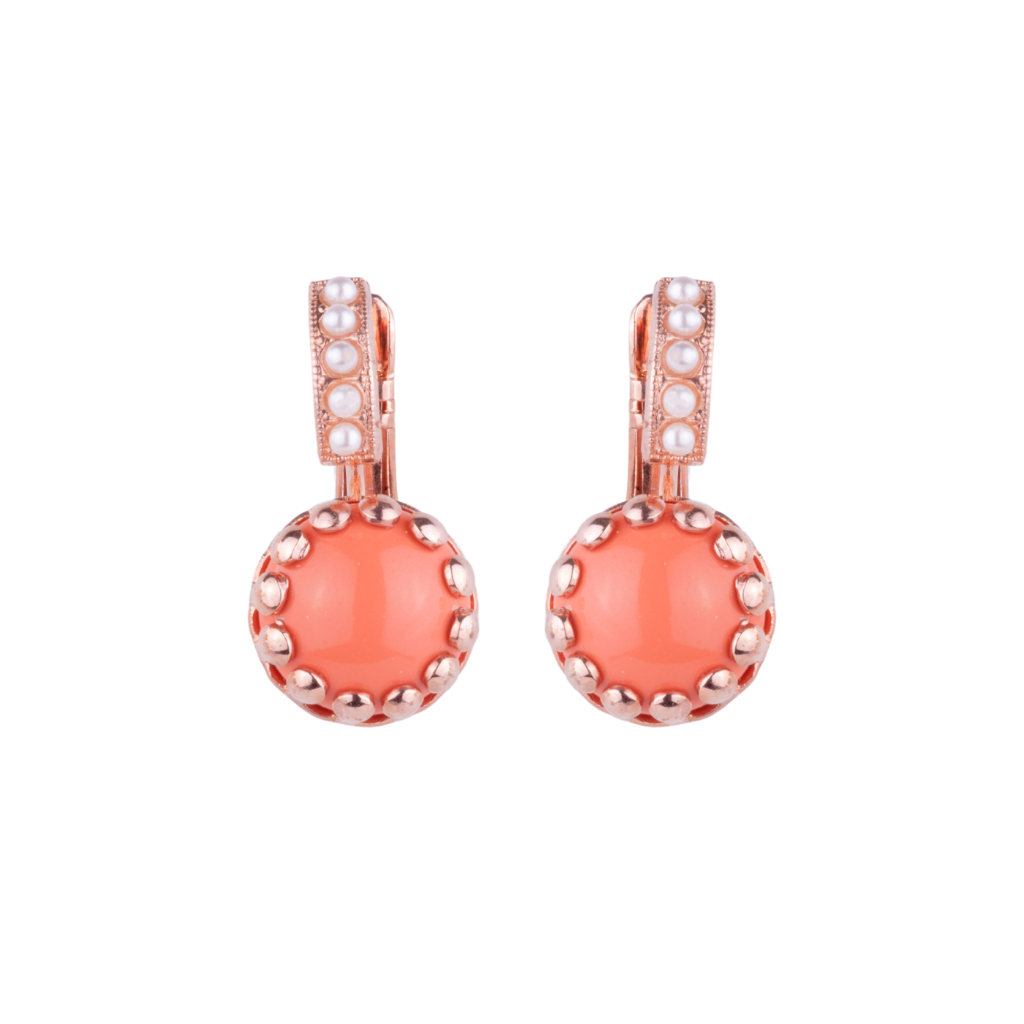 Mariana  Earrings  Coral/Pearl on Rose Gold