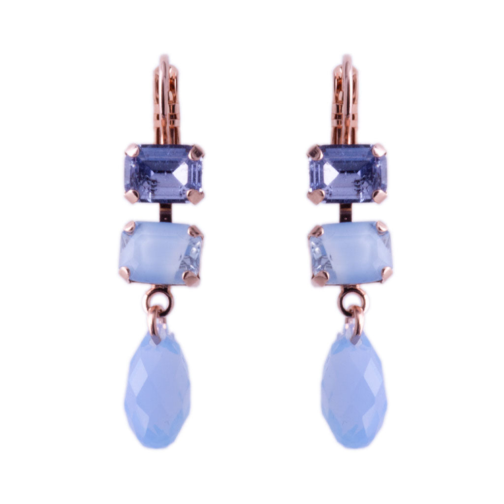 Petite Emerald Cut Dangle Earring Lavender Fields on Gold Main image