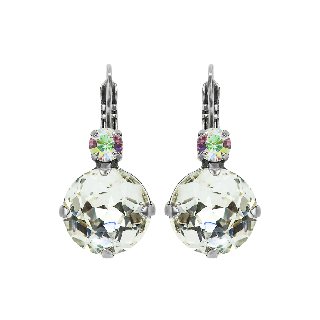 Mariana Double Drop Faceted Earrings in Clear on Silver