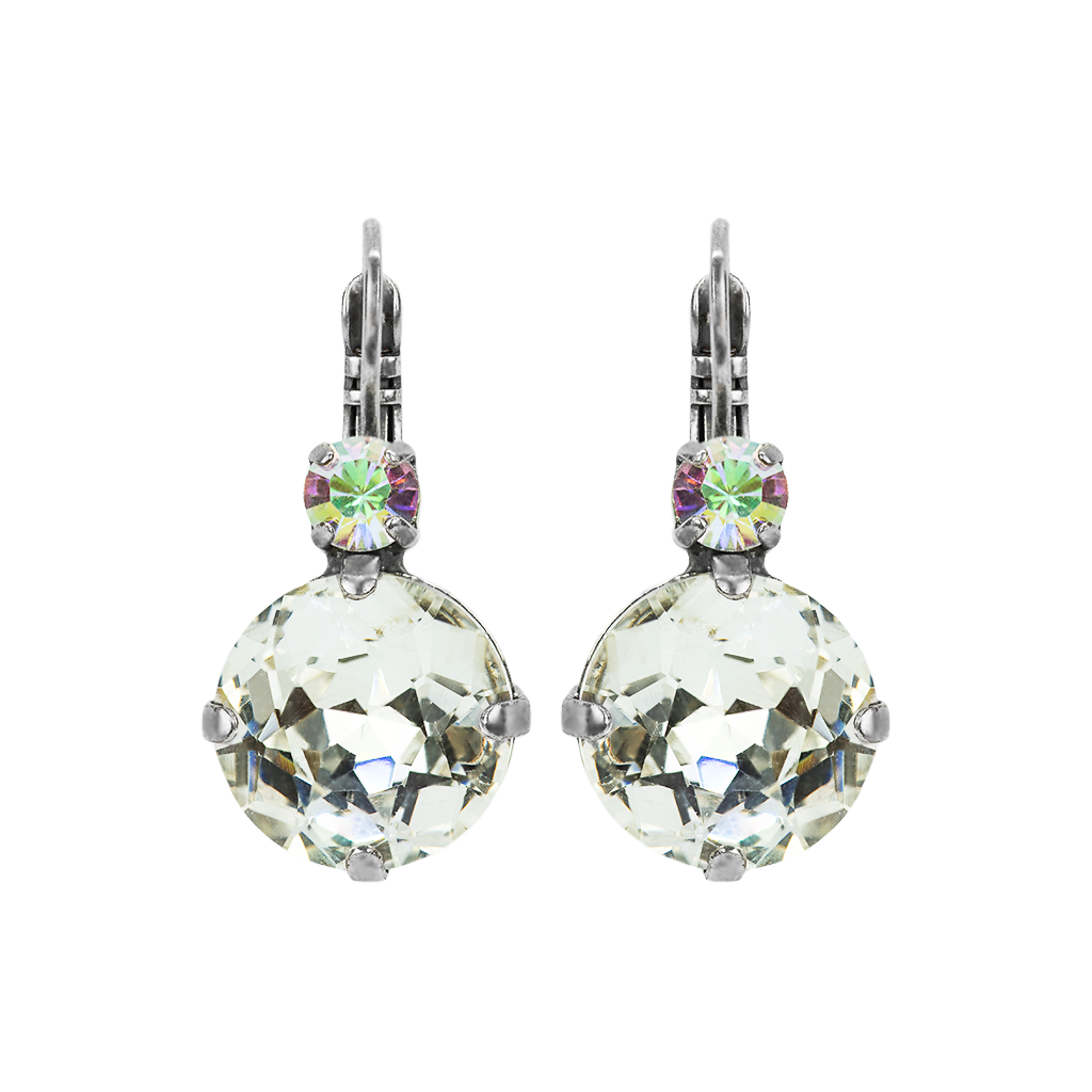 Mariana Double Drop Faceted Earrings in Clear on Silver