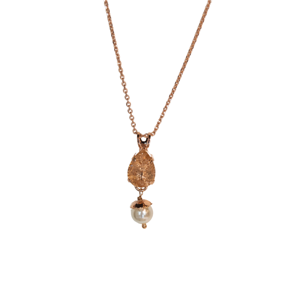 Mariana Classic Pear Pendant Desert Rose/Pearl on Rose Gold