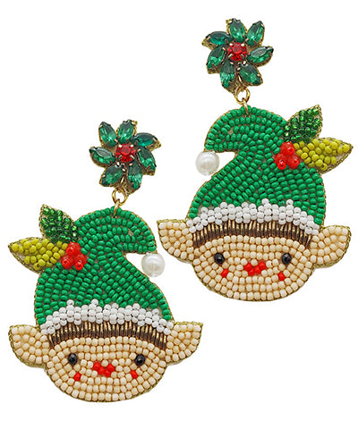Christmas Elf Beaded Earrings