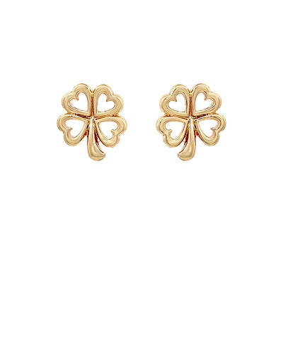 Gold Clover Post Earrings Secondary image