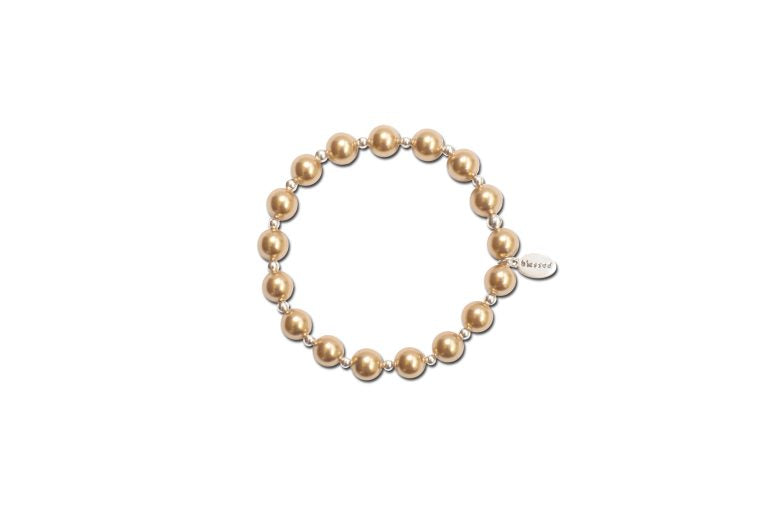 Count Your Blessings Bracelet 8MM Gold Pearls/Sterling Beads