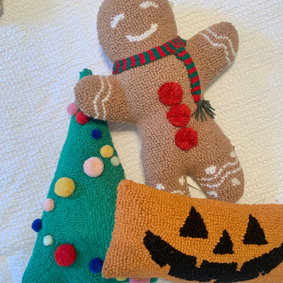 3D Gingerbread Man Hooked Pillow