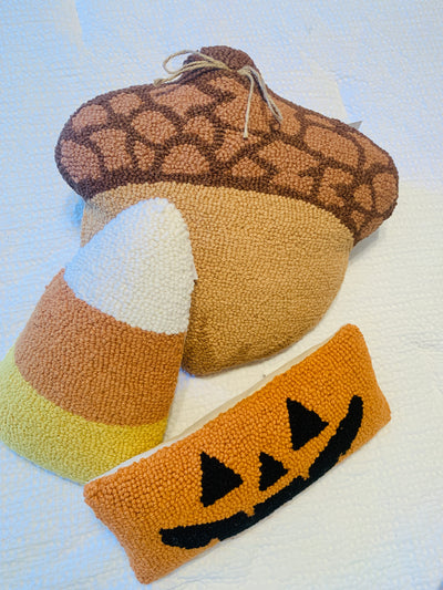 Candy Corn Hooked Pillow