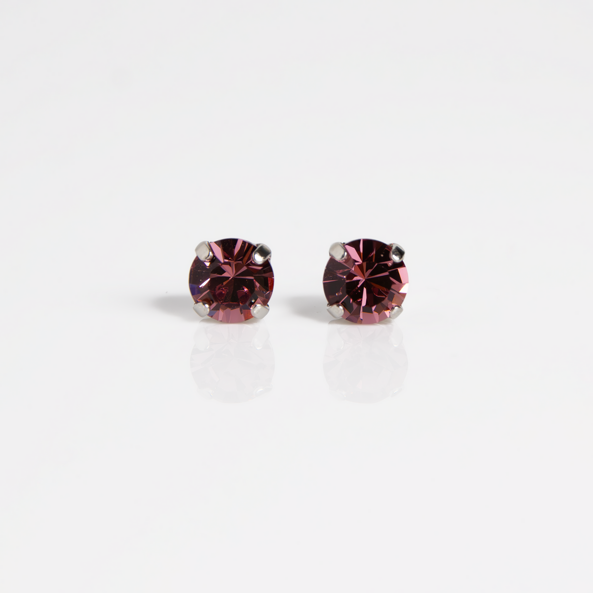 Mariana Single Light Amethyst on Rhodium Stud  Main image