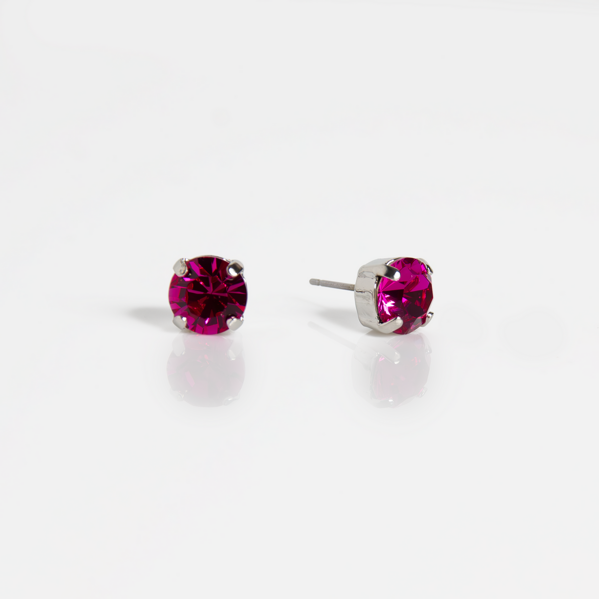 Mariana Single Fuchsia Pink on Rhodium Stud