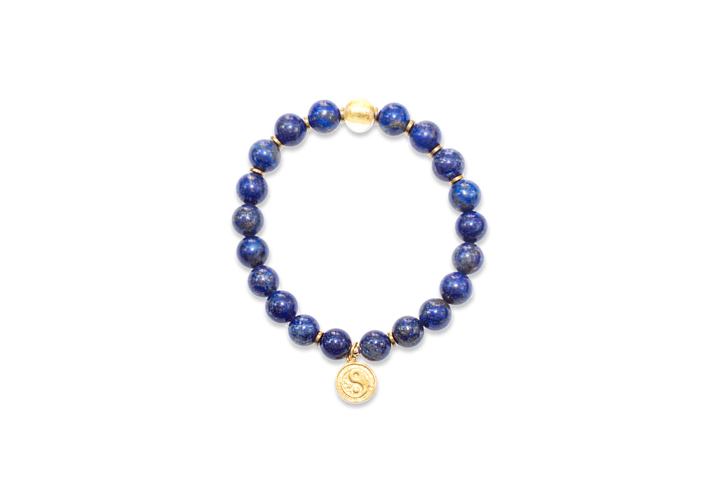 I Am Courageous -Lapis and Gold Wrist Mala