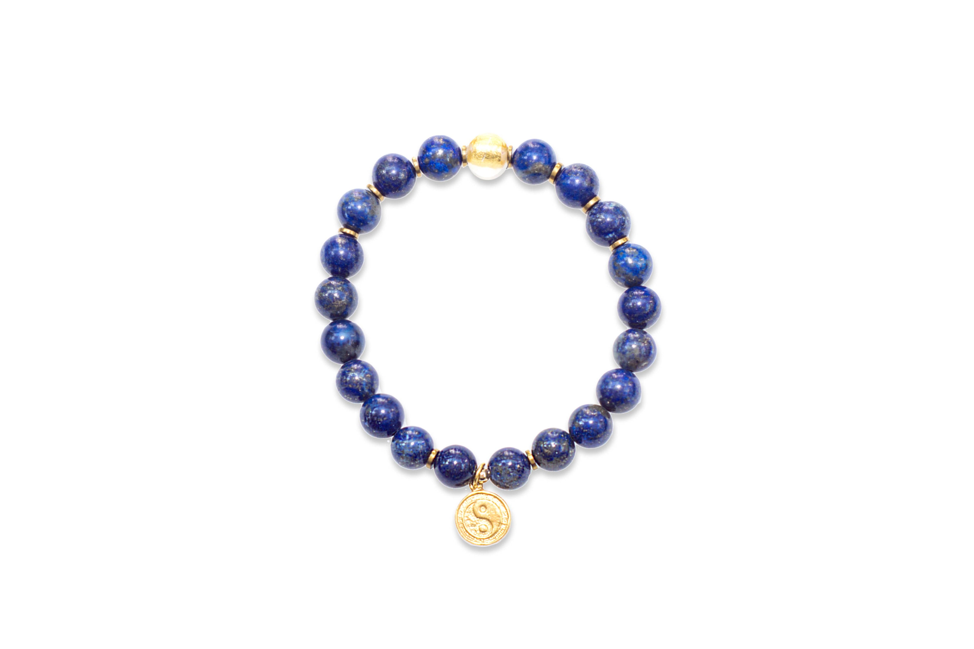 I Am Courageous -Lapis and Gold Wrist Mala