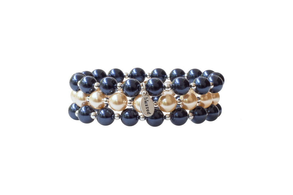 Count Your Blessings Bracelet 8MM Gold Pearls/Sterling Beads