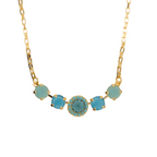 Mariana Five Stone Halo Necklace on Gold Chain