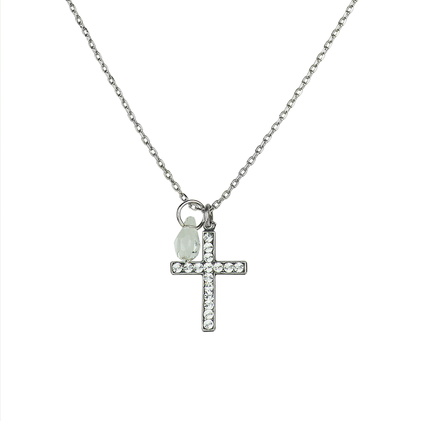 Mariana Petite Cross Pendant Clear on Rhodium