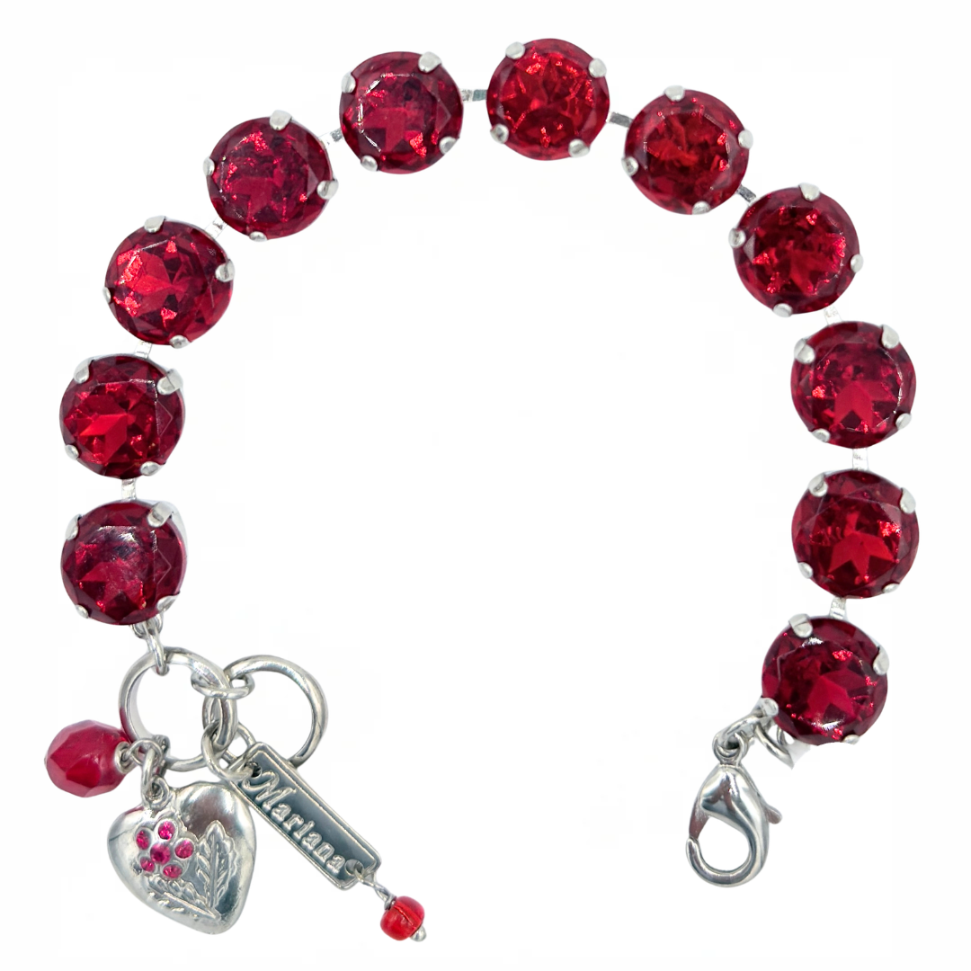 Mariana Medium Bracelet Bright Red on Rhodium