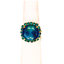 Mariana Extra Luxurious Cushion Cut Crystal With Halo Ring Crystal Blue on Gold