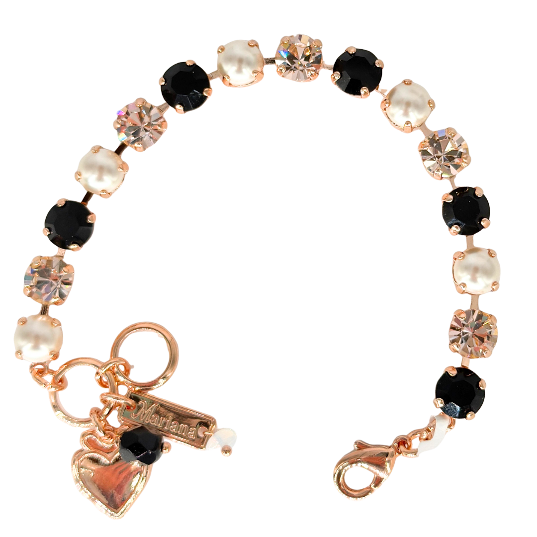 Mariana Bracelet Plain Black/Pearl/Blush on Rose Gold Main image