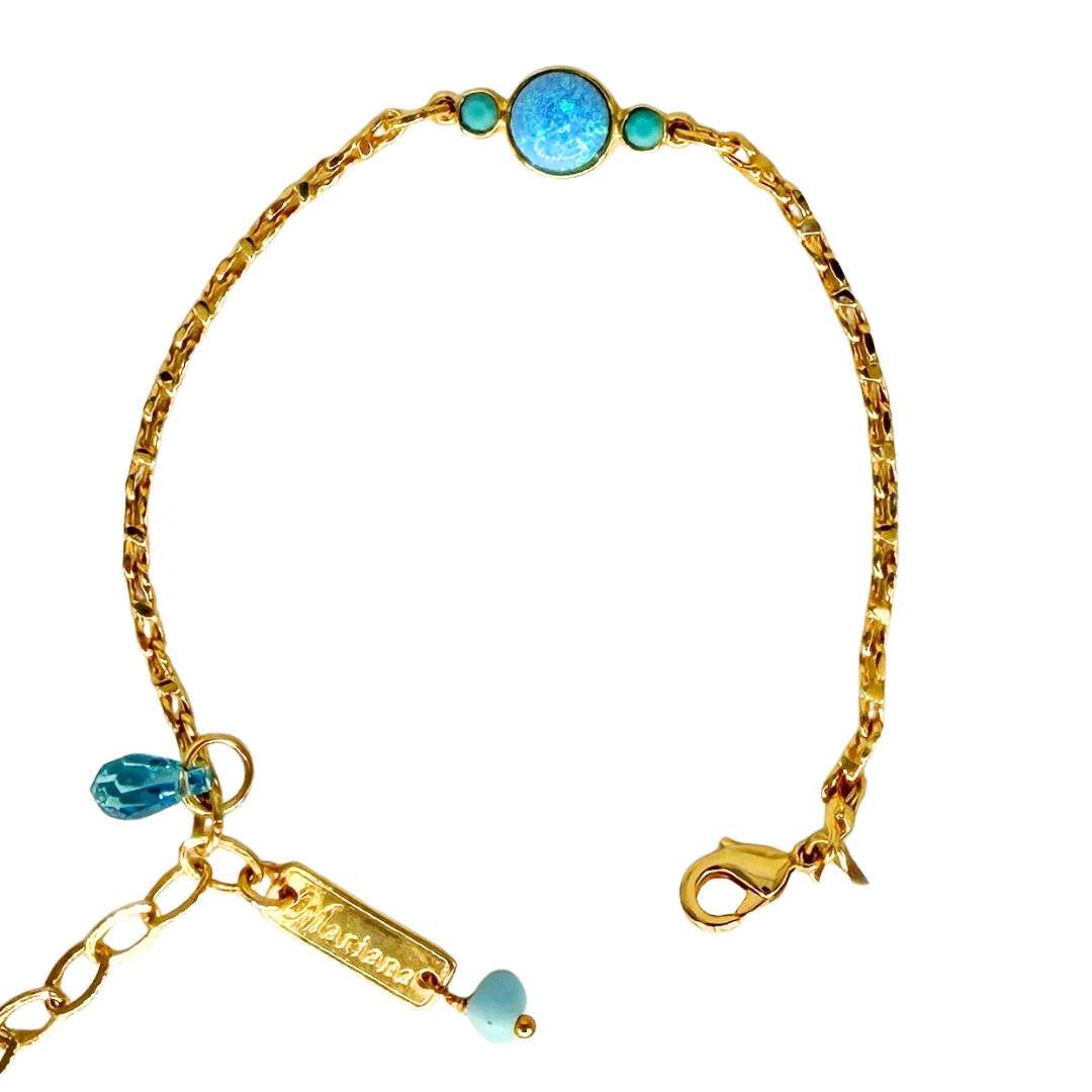 Mariana Small Circle Bracelet Blue Opal on Gold