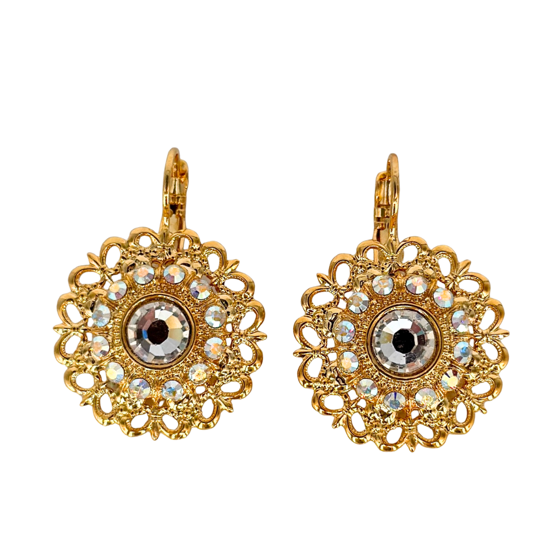 Mariana Sunburst Halo Filigree Earring on Gold