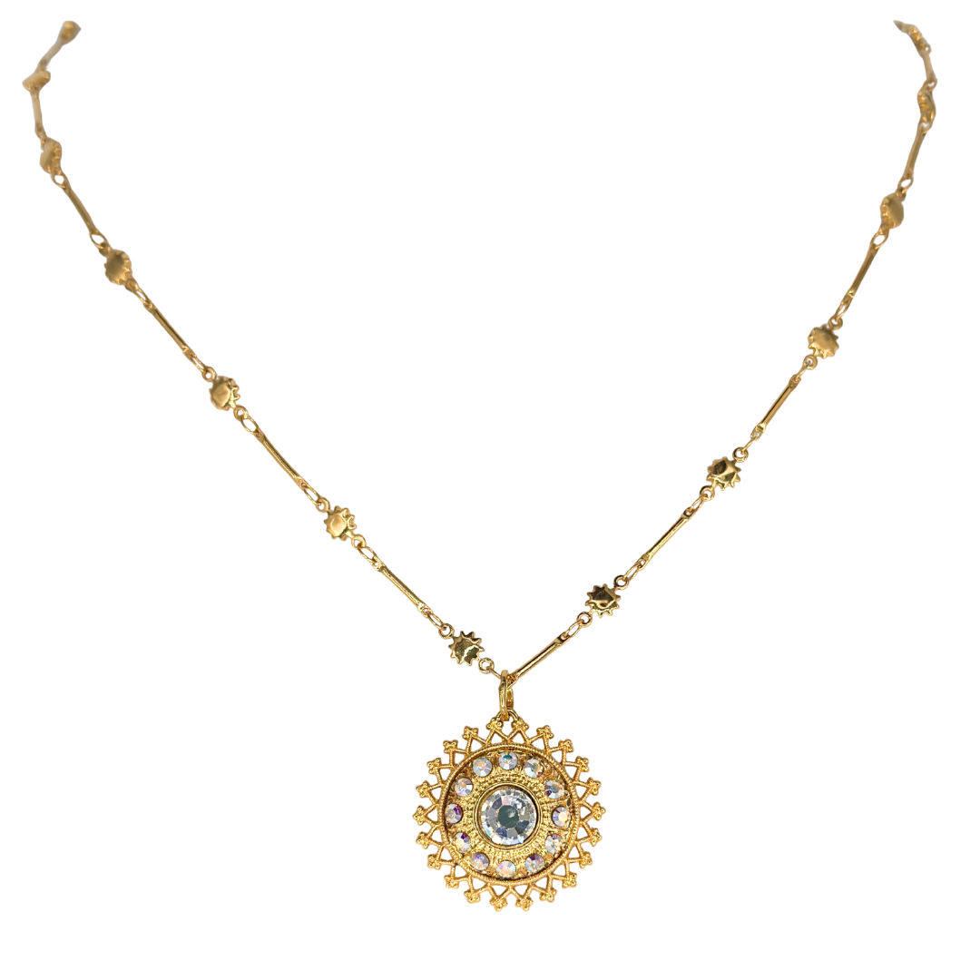 Mariana Sunburst Pendant  Necklace Winds of Change on Gold Suns Chain Main image
