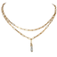 Mariana Simple Oval Necklace Clear on Double Paperclip Gold Chain