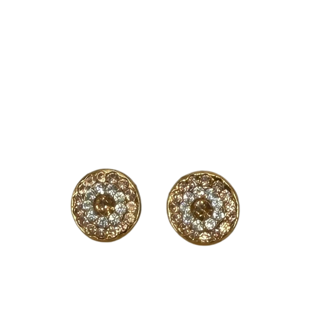 Mariana Petite Pave Post Earrings in Pearl Compact on Gold