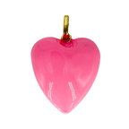 Bubble Gum Pink  Puffy Enameled Heart Charm with Closed Bale