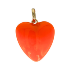 Orange Puffy Enameled Heart Charm with Closed Bale