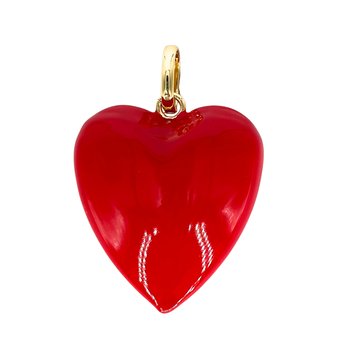Red Puffy Enameled Heart Charm with Closed Bale Main image