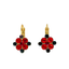 Mariana Diamond Shaped Cluster Earrings Lady in Red on Gold